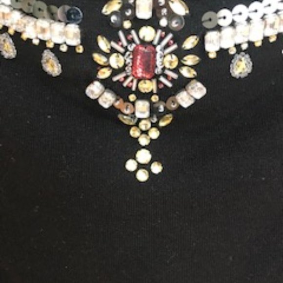 White House Black Market Rhinestone Silk Sweater - Picture 2 of 8